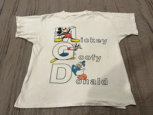 Men's Vtg DISNEY Mickey Goofy Donald Single Stitch Distressed T-Shirt Size L/XL - Picture 1 of 12