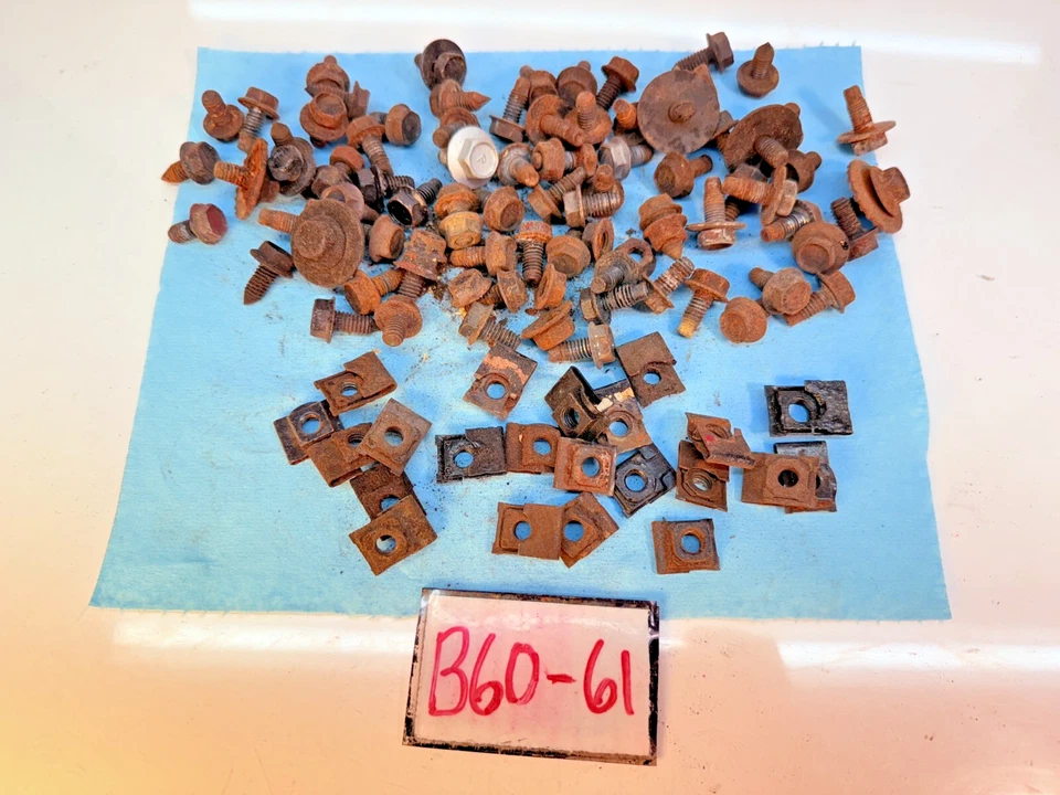 原始设备制造商 1959 年 1960 年雪佛兰 Impala Belair Bonneville 挡泥板螺栓和盲螺母 B60-61 — 第 1/4 张图片