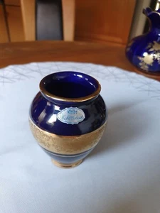 Kobalt Vase - Bavaria - Kobalt  / 24 Karat Gold Handbemalt - Bild 1 von 3