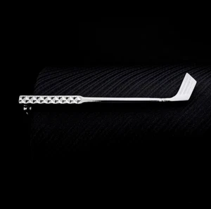 Stunning Golf Stick Design In Solid 10K White Gold Men's Tie Clips - Picture 1 of 2
