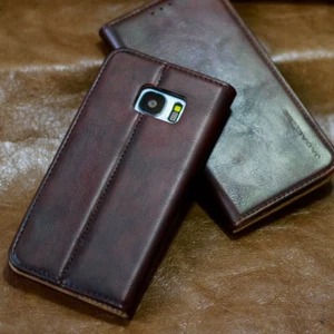 Premium Smartphone Cover für Apple/Samsung Handy Schutz Hülle Case Tasche braun - Picture 1 of 12