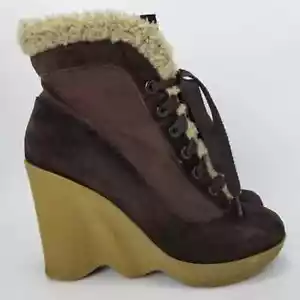 Betsey Johnson Betseyville Shearling Plateau Keilabsatz Stiefeletten Größe 9 M - Bild 1 von 10