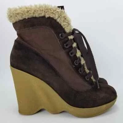 Botines de cuña Betsey Johnson Betseyville plataforma de piel de oveja talla 9 M Foto 1 de 4