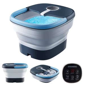 Baño de pies baño de burbujas para pies ahorro de espacio plegable función de calentamiento masajeador de pies temporizador - Imagen 1 de 10