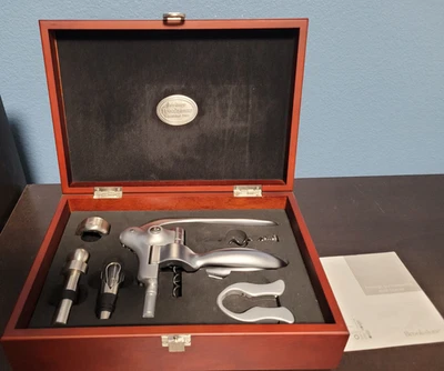 Abridor de botellas de vino Brookstone Heritage Connoisseur's estuche de madera caja abierta regalo Foto 1 de 4