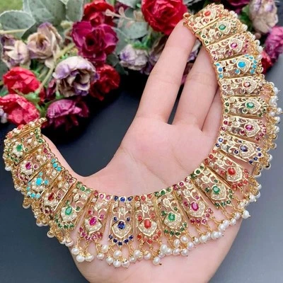 Necklace Jadau Hyderabadi  Pakistani jewellery  Earrings Wedding bridal  - Image 1 of 4