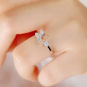 925 Sterling Silber Ring Schmetterling verstellbar für Damen Mädchen Schmuck - Bild 1 von 4