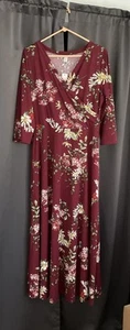 Women’s Maxi Dress Wine Floral Aphratti Size XL - Picture 1 of 4