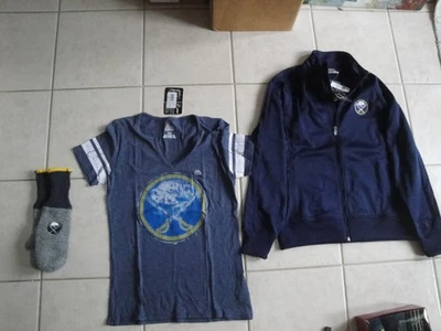 3 New Buffalo Sabres Hockey Woman's Jacket,Tee Shirt And Mittens  ! - Image 1 of 4