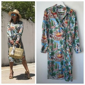 Zara Studio Pleated Midi Shirt Summer Dress Size M Medium 10 12 - Picture 1 of 10
