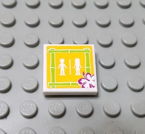 LEGO White 2x2 Tile with Male Female Restroom Sticker Pattern - Picture 1 of 1