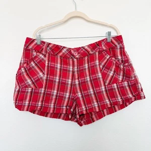 Pantalones Cortos Juniors Y2K No Boundaries Talla 19 Rojo Patinador a Cuadros Indie Grunge Preppy - Imagen 1 de 4