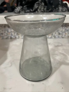 Mid Century Modern Smoky Grey  Glass  Bulb Forcing Vase  5”x7” W/flared base - Picture 1 of 6