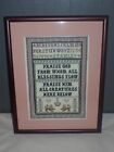 Completed Cross Stitch Sampler with Blessing Alphabet Framed Matted 11 1/2" x 14