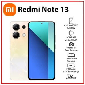 (Unlocked) Xiaomi Redmi Note 13 4G 8GB+256GB GOLD Dual SIM Android Mobile Phone - Afbeelding 1 van 5