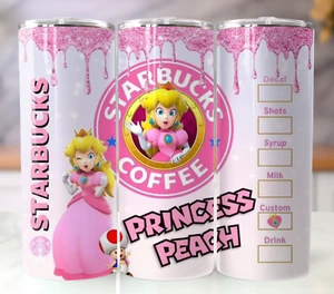 Princess Peach 20oz Insulated Tumbler with Straw - Stainless Steel Mug - Picture 1 of 8