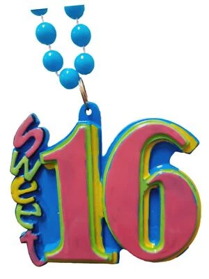 Dulce Collar 16 Cuentas Mardi Gras 16 Cumpleaños Fiesta Favor Azul Foto 1 de 4