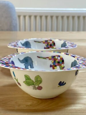 Petit Jour Paris  Quality Melamine Character Bowls x 2 - ELMO PATCHWORK ELEPHANT - image 1 of 4