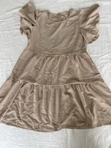 Juniors xs Tiered Khaki Tan Ruffle Sleeves Size 140 Dress - Picture 1 of 5