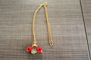 Vintage Solitude Quartz Lady Bug Pendant Watch Necklace Gold Tone- Needs Battery - Picture 1 of 6