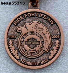 ⭐HARLEY DAVIDSON 2001 XIV EASTERN DEALER ASSOC. MDA RIDE FOR LIFE PIN RIBBON - Picture 1 of 2