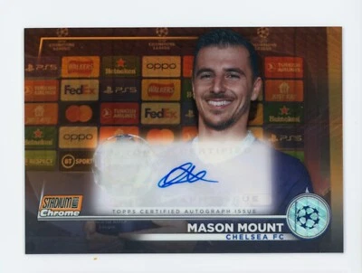 2022-23 Mason Mount Topps Stadium Club Chrome Orange Prism Autographed Card 9/25 - Image 1 of 3