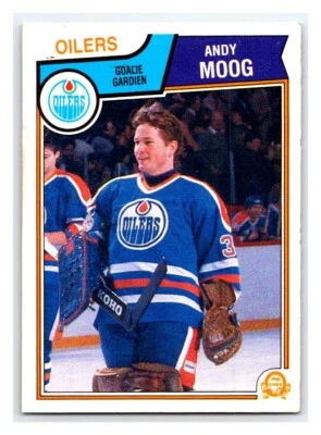 1983-84 O-PEE-CHEE ANDY MOOG VINTAGE NHL HOCKEY CARD #40 EDMONTON OILERS STAR BV - Image 1 of 2