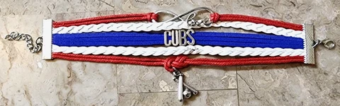 Chicago Cubs Infinity Jewelry Bracelet MLB Baseball Charm Faux Leather Cover