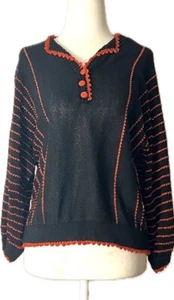 VINTAGE 60’s 70’s Boho Hippie synthetic blend knit sweater - Picture 1 of 8