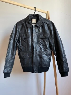 Chaqueta de bombardero de cuero de vuelo militar Pepe Jeans Giggs talla M Foto 1 de 4