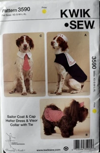 KWIK SEW PATTERN 3590 PET JACKET DRESS HAT VISOR COLLAR TIE  UNCUT SEALED - Picture 1 of 2