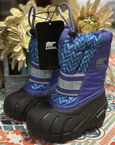 Sorel Toddler Blue/Purple Snow Boots Double Lined Insulated Felt Liner US 5 New - Picture 1 of 12
