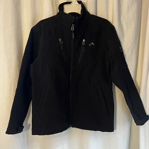 Boys Youth Sz L 10/12 Soft Shell Jacket Blk Full Zip Winter Vertical 9 Kids Coat - Picture 1 of 10