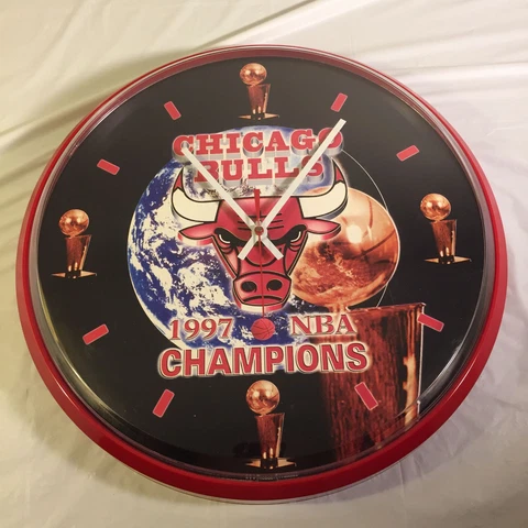 Vintage 90's Chicago Bulls 1997 NBA Champions Wall Clock RARE PK Products USA Cover