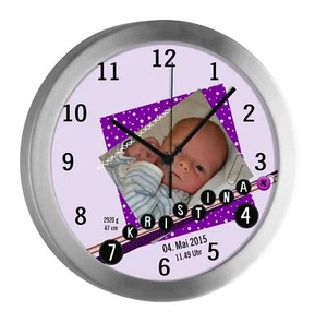 Kinderuhr mit Namen Kinder Funkuhr leise Wanduhr Kinderzimmer Uhr Scrapbooking - Bild 1 von 6