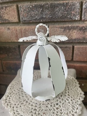 Linterna Tealight Calabaza Metal Envejecido Blanco Nueva Foto 1 de 4