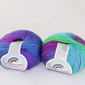 C New 2Skein*50g Cashmere Wool Rainbow Wrap Shawl Knitting Hand Knitwear Yarn 09 - Picture 1 of 24