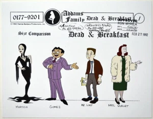Addams Family Dead & Breakfast MODEL SHEET - SIZE COMPARISON GOMEZ MORTICIA LIMP - Picture 1 of 1