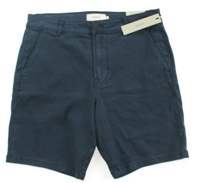 $180 Nuevos Pantalones Cortos Chinos HUDSON Para Hombre 32 PEQUEÑOS S Azul Noche Azul Marino LINO Lyocell Foto 1 de 4