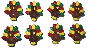 TURKEY Thanksgiving Push Pins - Handmade Decorative Set of 8 for Cork Boards - Picture 1 of 3