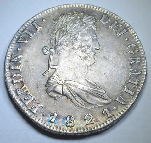 1821 XF-AU Mexico Silver 8 Reales Genuine Antique Spanish Colonial Dollar Coin Cover