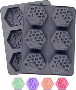 Dd-Life 2Pcs 3D Bee Silicone Soap Molds, Hexagonal Honeycomb Silicone Molds For - Picture 1 of 12