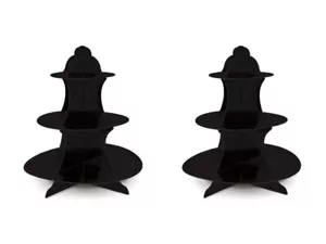 Cupcake Stand Black Set of 2 Dessert Display Holder for Party Halloween Decor - Picture 1 of 2