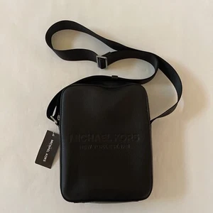 Michael Kors Mens Unisex Cooper Reporter Bag Black Leather Pebbled NWT - Picture 1 of 6