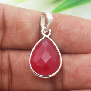 Silver Ruby Necklace 925 Sterling Handmade Jewelry Birthstone Necklace - Picture 1 of 3