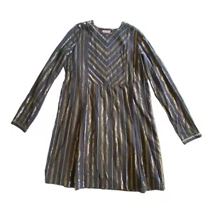 Scotch & Soda Girl Dress Black Gold Silver Detail Long Sleeve Lined Size 12 - Picture 1 of 22