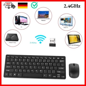 PC USB Funk Tastatur Maus Set kabellose schnurlose QWERTZ Keyboard Tasten (GB) - Bild 1 von 12