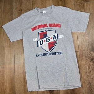 Mens National Guard T-Shirt Small Made in USA Military Army Graphic Tee Gray - Picture 1 of 6