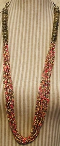CHICO’s Multi Layered Beaded Necklace Pink Peach Gold  - Picture 1 of 4