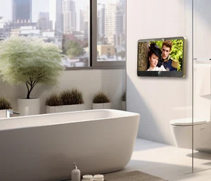 19″ Gold/Silver Trim wall-mounted LG webOS Smart Waterproof Mirror Bathroom TV - Picture 1 of 6